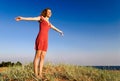 Girl standing on a dune-1 Royalty Free Stock Photo