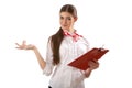 Girl standing with folder Royalty Free Stock Photo