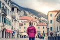 Girl standing on the Kotor Old Town main square