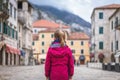 Girl standing on the Kotor Old Town main square