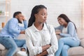 Girl Standing Offended To Her Boyfriend That Flirting With Another Girl Royalty Free Stock Photo