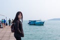 The girl standing on the pier Royalty Free Stock Photo