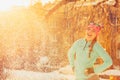 Girl standing in snow Royalty Free Stock Photo