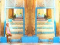 Girl standing on stairs, Alicante, Spain