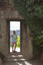 A girl stands in the doorway