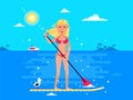 Girl-Standup-Paddle Royalty Free Stock Photo