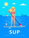 Girl-Standup-Paddle Royalty Free Stock Photo