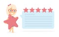 Girl with a star in her hands. Online reviews.