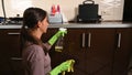 The girl started cleaning the kitchen Royalty Free Stock Photo