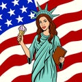 Girl In Statue Of Liberty Suit Pop Art Vector