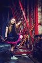Girl in the steampunk styled photoshoot