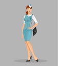 Girl in stewardess uniform