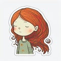 girl sticker humanized characters funny vector artistic and delicate minimalist hand drawn doodle