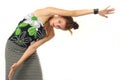 Girl stretching arms isolated Royalty Free Stock Photo