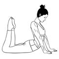 Girl stretching back muscles. yoga, fitness, exercise, model, relax, training, athlete, weight, elegant, pose, human, illustration
