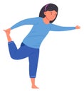 Girl stretching. Kid training exercise. Child yoga