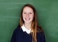 A girl student with blackboard