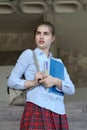 Girl student with books in her hand Royalty Free Stock Photo