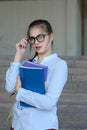 Girl student with books in her hand Royalty Free Stock Photo