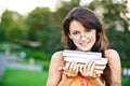 Girl-student holds textbooks