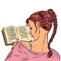 Girl student reading a book