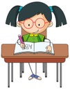 A girl studying on desk