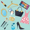 Girl stuff woman things fashion vector object icon set