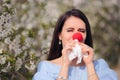 Funny Girl with Red Nose from Spring Allergies Royalty Free Stock Photo