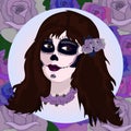 Girl with sugar skull makeup. Calavera Catrina. Mexican Day of the dead or halloween person. Dia de los Muertos Royalty Free Stock Photo