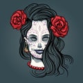 Girl with Sugar Skull Makeup Royalty Free Stock Photo