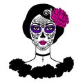 Girl with sugar skull makeup. Mexican Day of the dead. Royalty Free Stock Photo