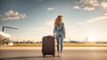 girl with suitcase airport