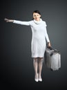 girl with a suitcase in his hand. Royalty Free Stock Photo