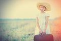 Girl with suitcase Royalty Free Stock Photo