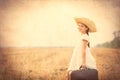 Girl with suitcase Royalty Free Stock Photo