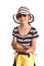 Girl With Summer Hat, Sunglasses And Handbag III Royalty Free Stock Photo
