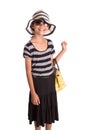 Girl With Summer Hat, Sunglasses And Handbag V Royalty Free Stock Photo