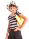 Girl With Summer Hat, Sunglasses And Handbag VII Royalty Free Stock Photo