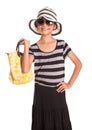 Girl With Summer Hat, Sunglasses And Handbag VIII Royalty Free Stock Photo