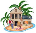 Girl on summer holiday at old beach house Royalty Free Stock Photo