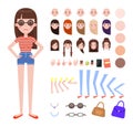 Girl in Summer Outfit and Sunglasses Constructor