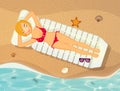 Girl sunbathes lying on the beach lounger Royalty Free Stock Photo