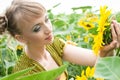 Girl with sunflower Royalty Free Stock Photo