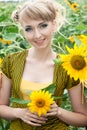 Girl with a sunflowers Royalty Free Stock Photo