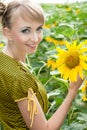 Girl with a sunflowers Royalty Free Stock Photo