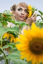 Girl with a sunflowers Royalty Free Stock Photo