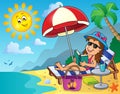 Girl on sunlounger image 2 Royalty Free Stock Photo