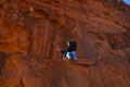 Girl at the sunset in the Wadi Rum desert in Jordan Royalty Free Stock Photo