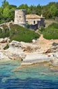 Girl suntanning on rocks