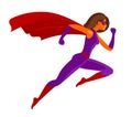 Girl super hero or Superwoman flying. Cartoon vector illustration Royalty Free Stock Photo